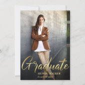 Invitation Golden Modern 2 PHOTO Graduation Party (Devant)