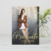 Invitation Golden Modern 2 PHOTO Graduation Party (Debout devant)