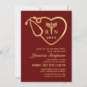 Invitation Golden Modern Nursing School Graduation Party
