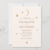 Invitation Golden Moon Celestial Boho Mariage Qr Code (Devant)