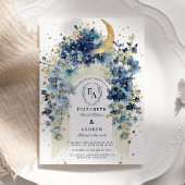 Invitation Golden Moon et Midnight Florals Mariage