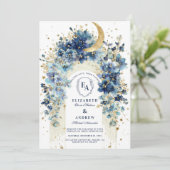 Invitation Golden Moon et Midnight Florals Mariage (Debout devant)