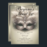 Invitation Golden Olive Masquerade Sweet 16 Photo Anniversair<br><div class="desc">Customisez comme vous voulez. Remplacez la photo au dos par votre propre photo ou retirez la photo ensemble.</div>