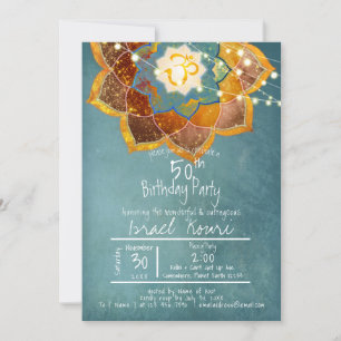 Invitation Golden Om Flower Mandala Design 50e anniversaire T