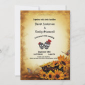 Invitation Golden Orange Gothique Tournesol Mariage d'Hallowe (Devant)