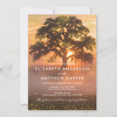 Invitation Golden Orange Sunset Fireflies Country Wedding (Devant)