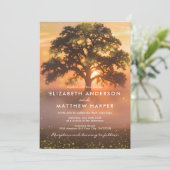 Invitation Golden Orange Sunset Fireflies Country Wedding (Debout devant)
