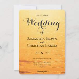 Invitation Golden orange vagues d'été mariage
