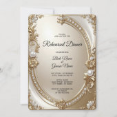 Invitation Golden Ornate Frame with Pearls Rehearsal Dinner (Devant)