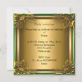 Invitation Golden Owl Elite Élégante fête d'anniversaire Vert (Dos)