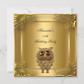 Invitation Golden Owl Elite Élégante Gold Anniversaire (Devant)