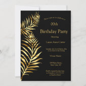 Invitation Golden Palm Black Gold fête d'anniversaire (Devant)