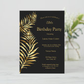 Invitation Golden Palm Black Gold fête d'anniversaire (Debout devant)