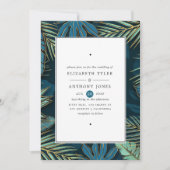 Invitation Golden Palm Feuille Exotic Tropical Mariage (Devant)