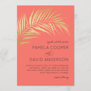 Invitation Golden Palm Frond moderne minimaliste Mariage