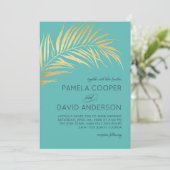 Invitation Golden Palm Frond moderne minimaliste Mariage (Debout devant)