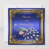 Invitation Golden Peacock Elite Élégante fête d'anniversaire (Devant)