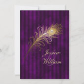 Invitation Golden Peacock Feathers & Pearls Mariage (Dos)