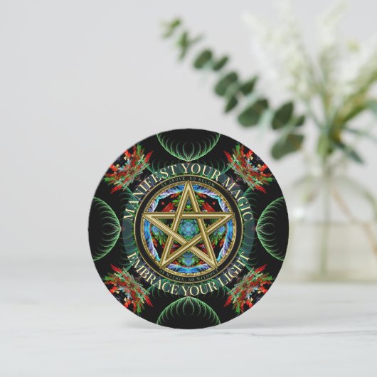 Invitation Golden Pentacle Celestial New Moon Circle (Debout devant)