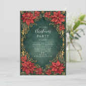 Invitation Golden Poinsettia Elegance Christmas (Debout devant)