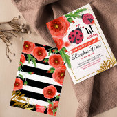 Invitation Golden Red Ladybug Aquarelle Premier anniversaire