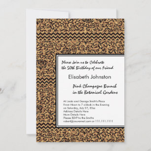 Invitation Golden Renaissance Tudor Gardens Damask Floral