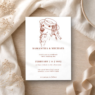 Invitation Golden Retriever avec chapeau de mariée