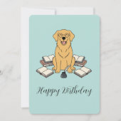 Invitation Golden Retriever Bookworm Opal Birthday Greeting (Devant)