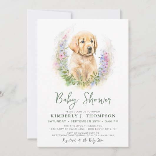 Invitation Golden Retriever Chien Chien Chien Chien Chien Mod (Devant)