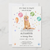 Invitation Golden Retriever Pawty Chien Chien Chien Chien Chi (Devant)