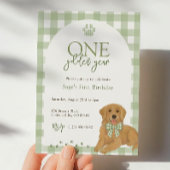 Invitation Golden Retriever Première fête d'anniversaire Vert