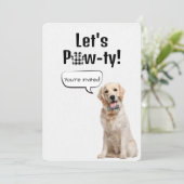 Invitation Golden Retriever sur le parti blanc (Debout devant)