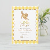 Invitation Golden Retriever un an d'or premier anniversaire (Debout devant)