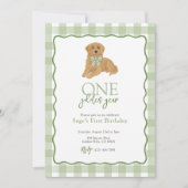 Invitation Golden Retriever un an d'or premier anniversaire (Devant)