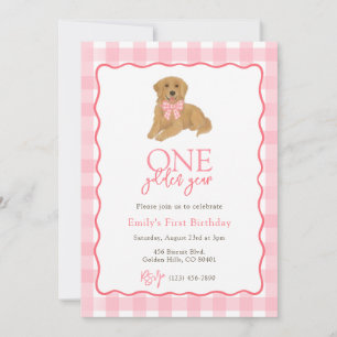 Invitation Golden Retriever Une année d'or filles Anniversair