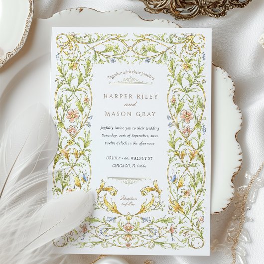 Invitation Golden Rococo Vine Mariage