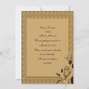 Invitation Golden Rosebuds Mariage Floral Enregistrer La Date