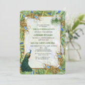 Invitation Golden Royal Peacock Feathers (Debout devant)