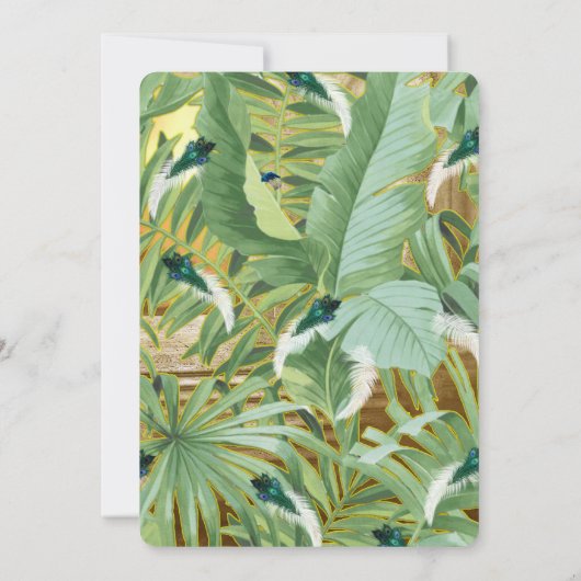 Invitation Golden Royal Peacock Feathers (Dos)