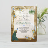 Invitation Golden Royal Peacocks - Plumes (Debout devant)