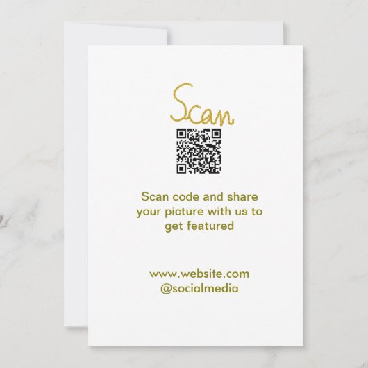 Invitation Golden Scan QR code parties scintillant simple élé (Devant)