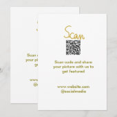 Invitation Golden Scan QR code parties scintillant simple élé (Devant / Derrière)