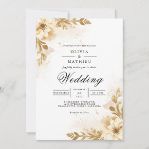 Invitation Golden Sepia Blossom Mariage