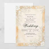 Invitation Golden Sepia Flourdissant Mariage (Devant / Derrière)