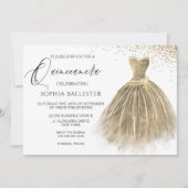 Invitation Golden Sepia Gold Parties scintillant robe de gown (Devant)