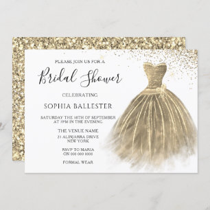 Invitation Golden Sepia Gold Parties scintillant robe Fête de