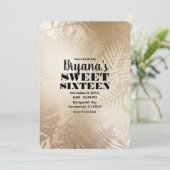 Invitation Golden Shine Botanique Palmier Tropical Sweet 16 (Debout devant)