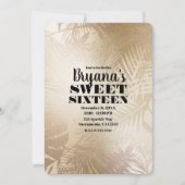 Invitation Golden Shine Botanique Palmier Tropical Sweet 16 (Devant)