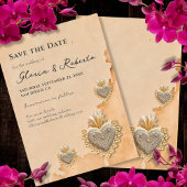 Invitation Golden Silver Milagros Coeur Enregistrer la date