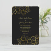 Invitation Golden Spirals Vine Classy Black Wedding Invitatio (Debout devant)